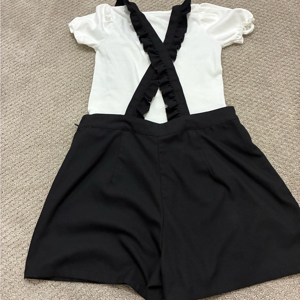 Black  Overalls with Mushroom Design - Picture 2 of 5
